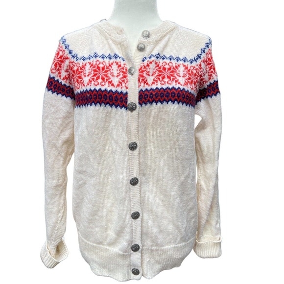 Vintage Handmade Women's Wool Fair Isle Cardigan Sweater Denmark Large - Picture 1 of 6
